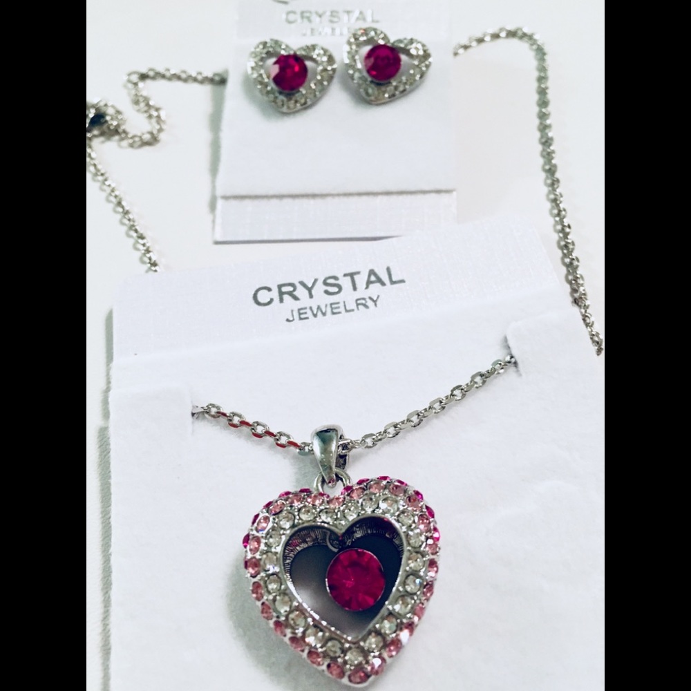 Brand new silver tone set multi color crystals